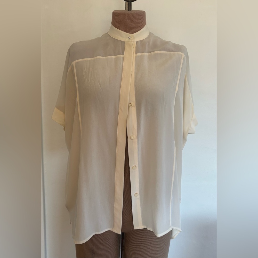 All Saints Silk Cream Button-Down Shirt